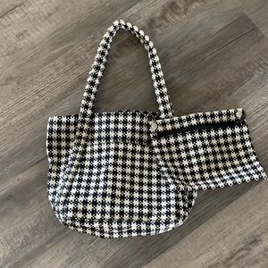 BAGGU Black and White Checkered Tote